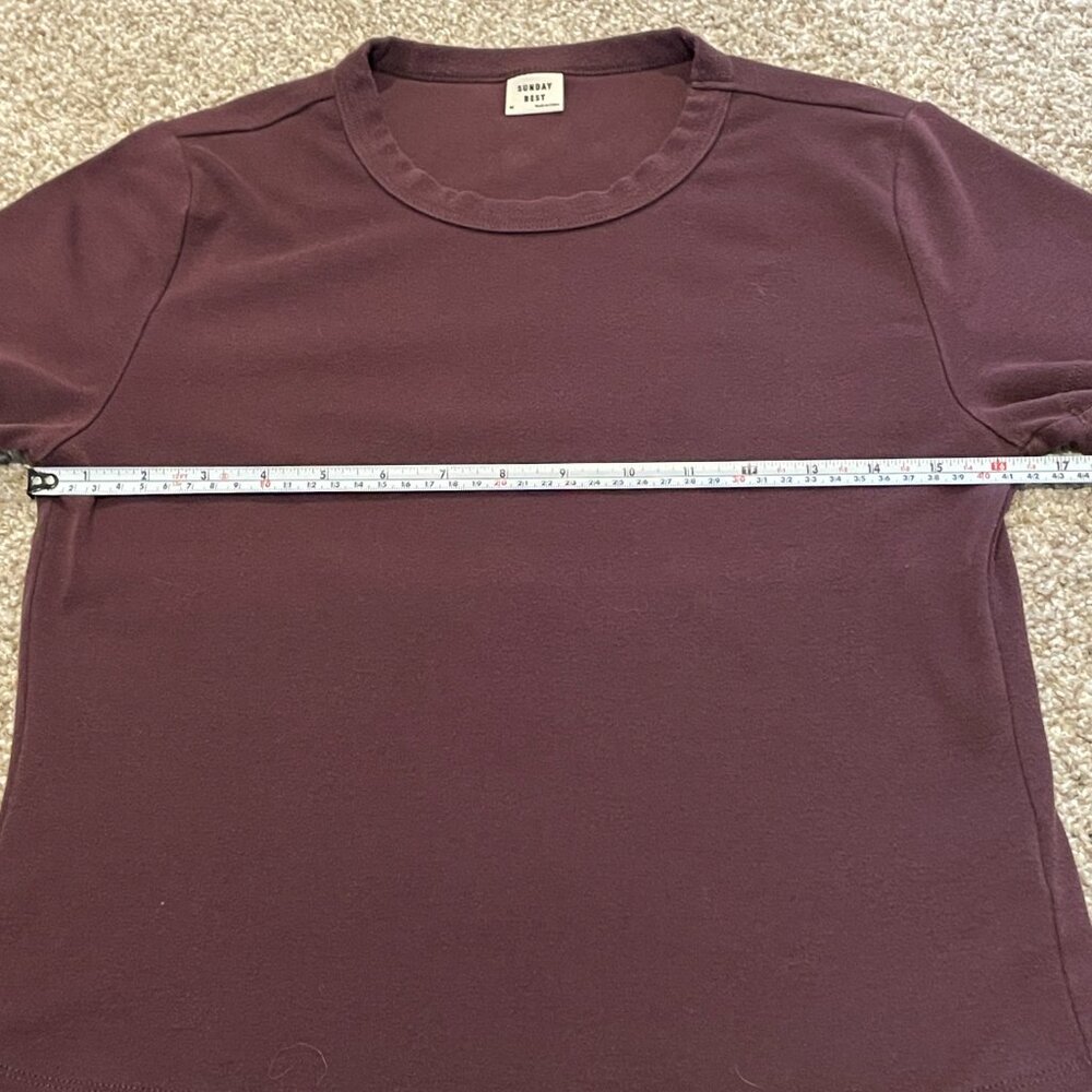 Sunday Best Aritzia Short Sleeve T Shirt Maroon/Wine Size M - Picture 7 of 9